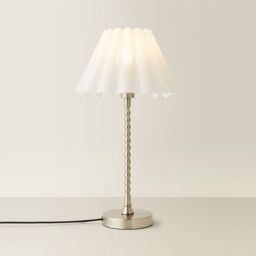 ValueLights Maeve White Scallop Pleated Taper Shade Brushed Chrome Bobbin Table Lamp & Bulb in Silver - thumbnail 6