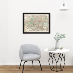 "Artery8 Wall Art Print Map Philip 1881 London City England Plan Chart Large Framed Wall Décor Art in Light Oak - Size: W18"" x H24""" - thumbnail 2