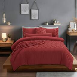 Snug City Ultra Soft Teddy Duvet Cover Set Christmas Tree Cozy Fleece Bedding in Red - Size: Double