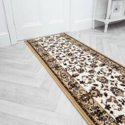 runrug Hallway Carpet Runner Rug - Soft & Comfy, 9mm - 'Traditional' in Beige - Size: 60 cm x 180 cm - thumbnail 1