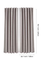 Garden Sanctuary Beige Solid Color Back Tab & Pole Pocket Top Faux Linen Blackout Curtains, 168cm W x 229cm H - Size: 168 cm W x 229 cm H - thumbnail 3