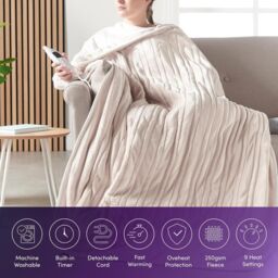 Emperial Electric Heated Throw Blanket in Cream - Size: 130 cm x160 cm - thumbnail 3