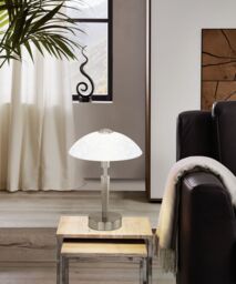 Loops 2 PACK Table Lamp Colour Satin Nickel Shade White With Decor Satin Glass E14 60W in Metallics - thumbnail 3
