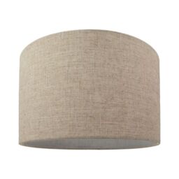 Happy Homewares Oatmeal Linen Drum Lamp Shade in Light Beige - Size: 14 inches - thumbnail 1