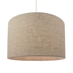 Happy Homewares Oatmeal Linen Drum Lamp Shade in Light Beige - Size: 14 inches - thumbnail 2