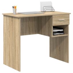 Berkfield Home Desk with Storage Sonoma Oak 90x49.5x75 cm Engineered wood in Brown - thumbnail 3