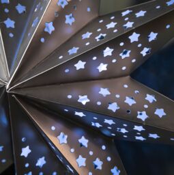 Samuel Alexander 50cm Battery Powered Light up Silver Origami Hanging Christmas Star with LEDs - thumbnail 6