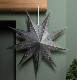 Samuel Alexander 50cm Battery Powered Light up Silver Origami Hanging Christmas Star with LEDs - thumbnail 3