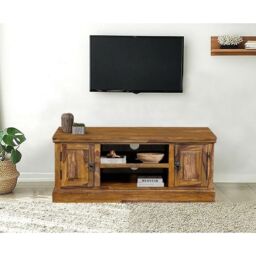 Jaipur Furniture Ltd Ganga Medium Plazma TV Cabinet - Sheesham Wood - L45 x W125 x H45 cm - Honey Dark Finish in Brown - thumbnail 5