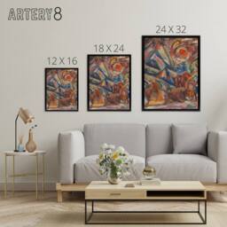 "Artery8 A Rest Abstract Colourful Painting Kubincan Black Framed Canvas Art - Size: W18"" x H24""" - thumbnail 4