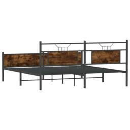 Berkfield Home Metal Bed Frame without Mattress Smoked Oak 160x200 cm in Brown - thumbnail 8