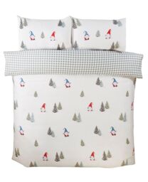 Rapport Home Winter Gonks Microfibre Reversible Duvet Cover Set with Pillowcase in White - Size: Single - thumbnail 3