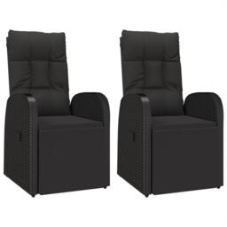 Berkfield Home Beautiful 3 Piece Garden Dining Set Black Poly Rattan&Solid Wood - thumbnail 4
