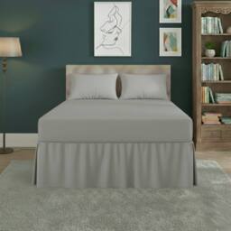 Snug City Fitted Valance Bed Sheet Polycotton Mattress Cover & Frill Easy Care in Silver - Size: Single - thumbnail 1