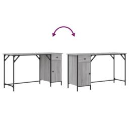 Berkfield Home Decorative Computer Desk Grey Sonoma 131x48x75 cm Engineered Wood - Size: 131 x 48 x 75 cm - thumbnail 9