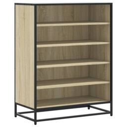 Berkfield Home Shoe Cabinet Sonoma Oak 75x38x97.5 cm Engineered Wood & Metal in Brown - thumbnail 3