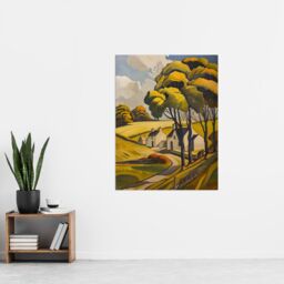 "Artery8 Cotswolds Cottages Countryside English Landscape Wall Art Print in Yellow - Size: W24"" x H32""" - thumbnail 4