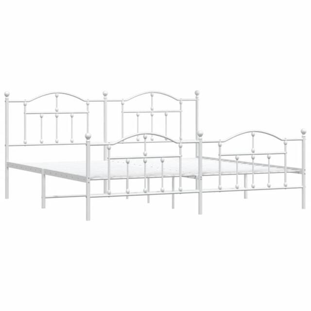 Berkfield Home Metal Bed Frame with Headboard & Footboard White 193x203 cm - image 1