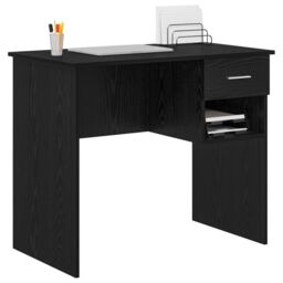 Berkfield Home Desk with Storage Black Oak 90x49.5x75 cm Engineered wood - thumbnail 3