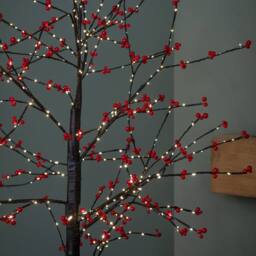 Samuel Alexander 6ft (1.8m) Light up Black Christmas Twig Tree with Red Berries & Warm White LEDs - thumbnail 9