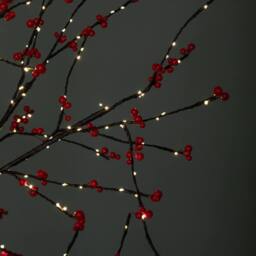 Samuel Alexander 6ft (1.8m) Light up Black Christmas Twig Tree with Red Berries & Warm White LEDs - thumbnail 8