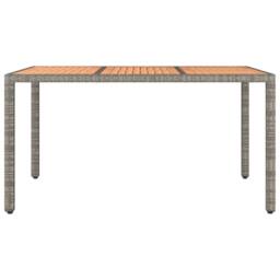 Berkfield Home Garden Table with Wooden Top Grey Poly Rattan&Solid Wood Acacia - thumbnail 3