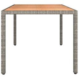 Berkfield Home Garden Table with Wooden Top Grey Poly Rattan&Solid Wood Acacia - thumbnail 4