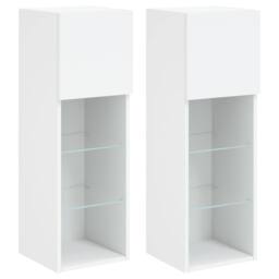 Berkfield Home TV Cabinets with LED Lights 2 pcs White 30.5x30x90 cm - thumbnail 2