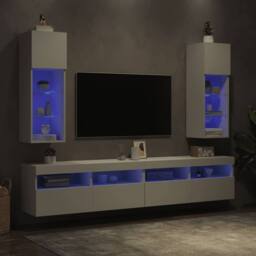 Berkfield Home TV Cabinets with LED Lights 2 pcs White 30.5x30x90 cm - thumbnail 4