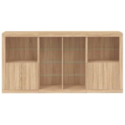 Berkfield Home Sideboard with LED Lights Sonoma Oak 202x37x100 cm in Brown - Size: 202 x 37 x 100 cm - thumbnail 6