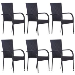 Berkfield Home 7 Piece Garden Dining Set Black Poly Rattan - thumbnail 4