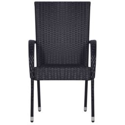 Berkfield Home 7 Piece Garden Dining Set Black Poly Rattan - thumbnail 6