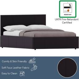 HD Designs Lisbon Ottoman Leather Fabric Bed Frame Storage Space Saving Bedroom in Brown - Size: Small Double - thumbnail 6