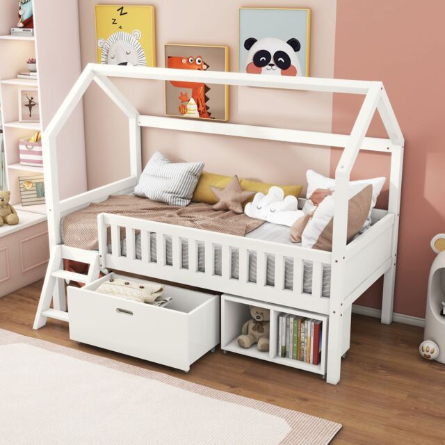 Matteo Versatile Child's Bed with Drawers & Anti-Fall Railings, 90*190cm in White - image 1