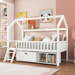 Matteo Versatile Child's Bed with Drawers & Anti-Fall Railings, 90*190cm in White - thumbnail 2