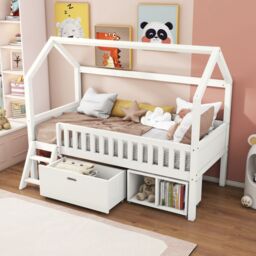 Matteo Versatile Child's Bed with Drawers & Anti-Fall Railings, 90*190cm in White - thumbnail 1