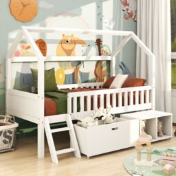 Matteo Versatile Child's Bed with Drawers & Anti-Fall Railings, 90*190cm in White - thumbnail 4