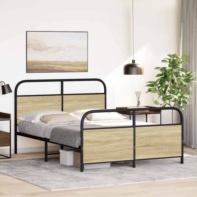 Berkfield Home Elegant Bed Frame Without Mattress 120x190 cm Small Double Sonoma in Light Brown - image 1
