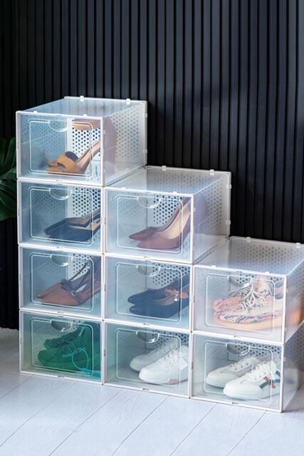 Living and Home 12 Pack Shoe Organizer Storage Boxes under Size 50 in White - image 1