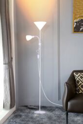 Living and Home Modern Metallic White 2 Way Mother/Father Parent and Child Floor Lamp - thumbnail 5