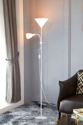 Living and Home Modern Metallic White 2 Way Mother/Father Parent and Child Floor Lamp