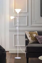 Living and Home Modern Metallic White 2 Way Mother/Father Parent and Child Floor Lamp - thumbnail 3