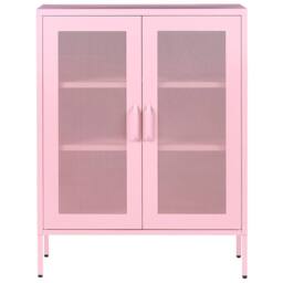 Wyld and Coco Pink Steel Sideboard Wall Mounted Industrial 2 Perforated Doors - thumbnail 5