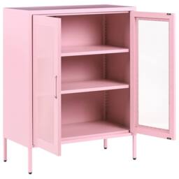 Wyld and Coco Pink Steel Sideboard Wall Mounted Industrial 2 Perforated Doors - thumbnail 4