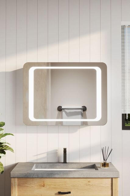 Living and Home LED Wall Mounted Anti-Fog Illuminated Bathroom Mirror with Sensor Switch in Silver - image 1