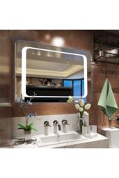 Living and Home LED Wall Mounted Anti-Fog Illuminated Bathroom Mirror with Sensor Switch in Silver - thumbnail 4