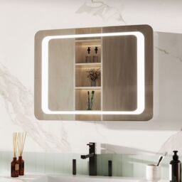 Living and Home LED Wall Mounted Anti-Fog Illuminated Bathroom Mirror with Sensor Switch in Silver - thumbnail 2