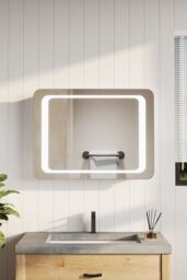 Living and Home LED Wall Mounted Anti-Fog Illuminated Bathroom Mirror with Sensor Switch in Silver - thumbnail 1