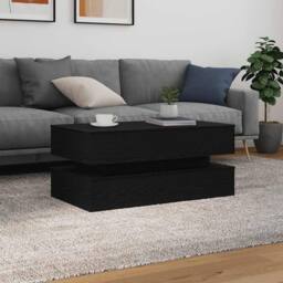 Berkfield Home Coffee Table with LED Lights Black Oak 90x50x40 cm - Size: 90 x 50 x 40 cm - thumbnail 4