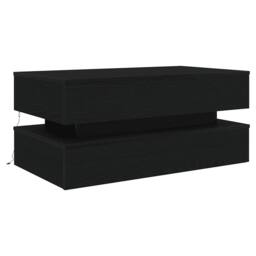Berkfield Home Coffee Table with LED Lights Black Oak 90x50x40 cm - Size: 90 x 50 x 40 cm - thumbnail 3